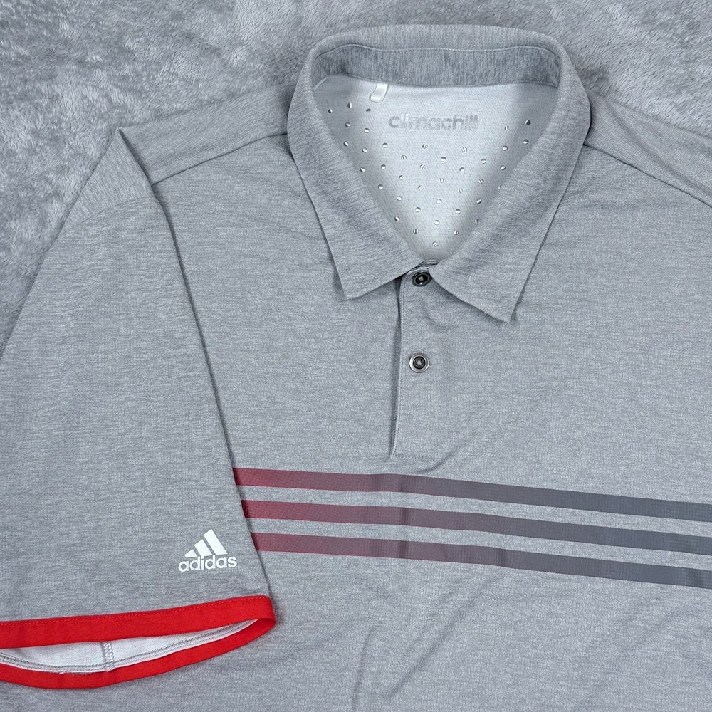Adidas ClimaChill Golf Polo Shirt Men Large Gray Athletic Performance Stretch